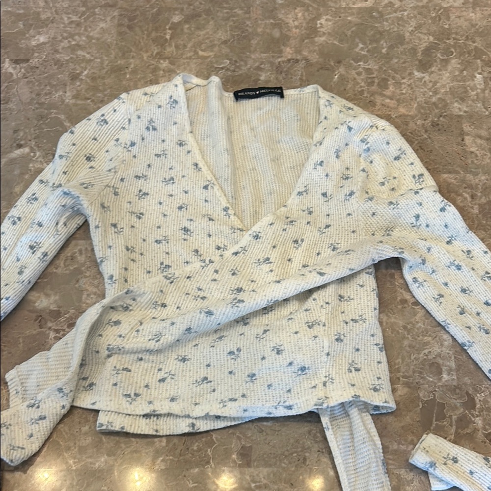 Floral Wrap Top- Brandy Melville